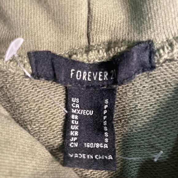 Forever 21 Unisex Olive Green Full Zip Hoodie – Fits Men & Women – Size S – NWT - Picture 4 of 8